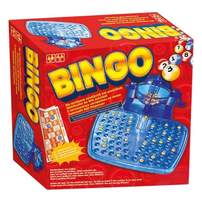 Joc de societate Bingo, include 90 bile numerotate, 48 carti bingo si 120 de fise, 30x30x13cm, multicolor