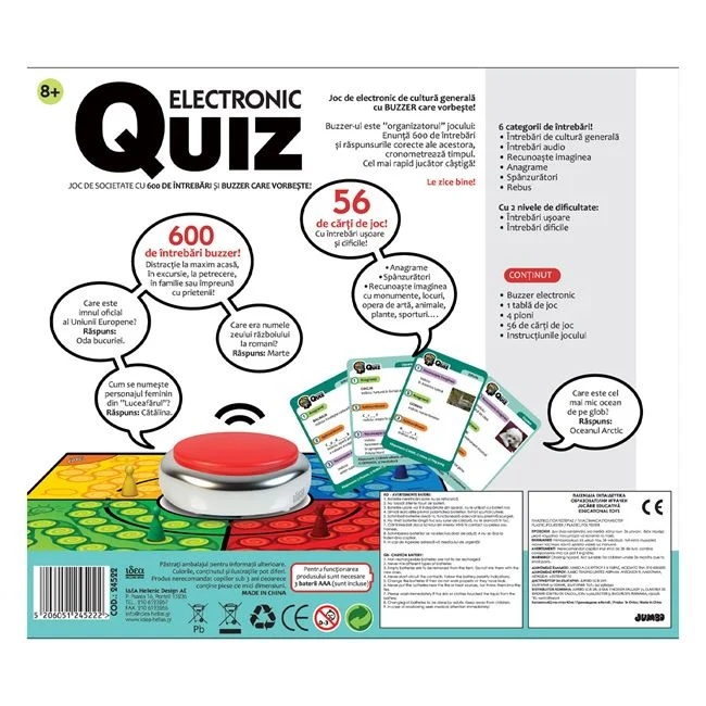 Joc de societate Quiz electronic cu buzzer care vorbeste, varsta 3+ ani, multicolor - 1 | YEO