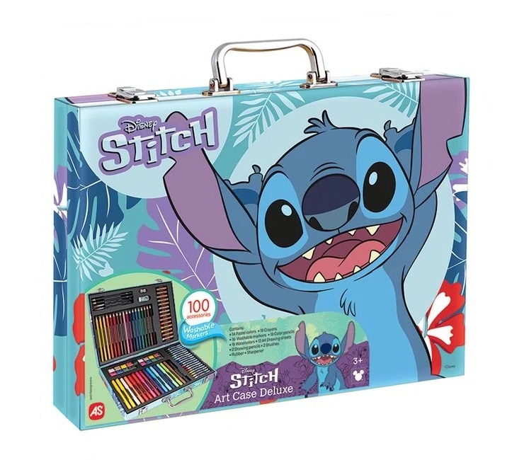 Kit de Colorat Deluxe, model Disney Stitch, 100 de Accesorii, 3ani+, 40x5x28 cm - 3 | YEO