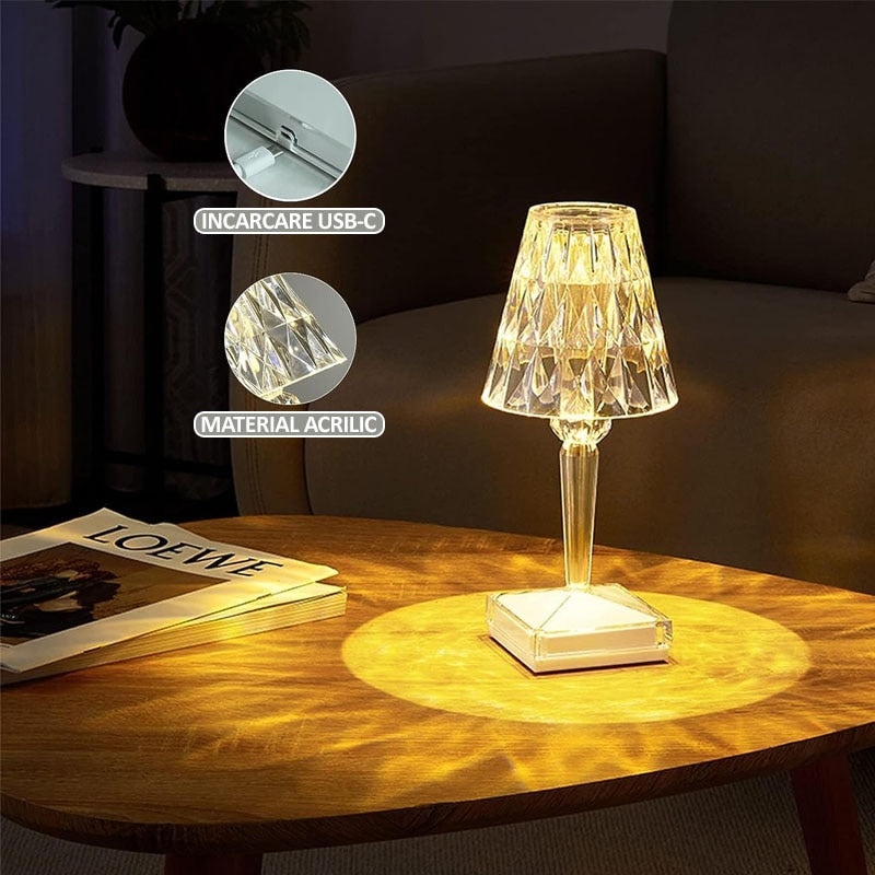 Lampa ambientala decorativa, control tactil, 3 temperaturi de culoare, intensitate reglabila, reincarcabila - 3 | YEO
