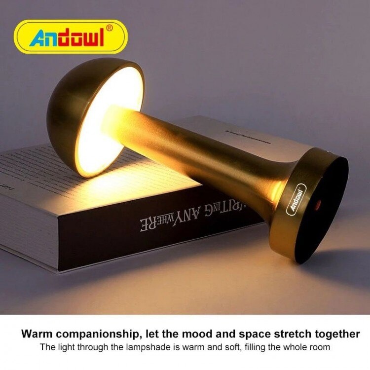 Lampa de birou portabila, reincarcabila tip ciupercuta aurie - 1 | YEO