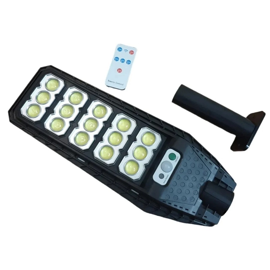 Lampa solara stradala cu telecomanda, Jortan, 500W, 6500k, 15 cadrane, 315 LED-uri, cu senzor de miscare, suport, IP66, ABS, 48.7x14.6x4.5 cm, negru - 1 | YEO