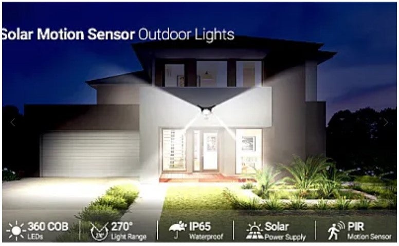 Lampa Solara Tripla 6 Led Cob Cu Senzor De Miscare, Telecomanda, pentru Exterior - 1 | YEO