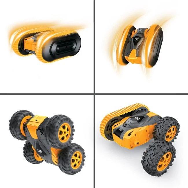 Masina stunt cu 2 senile, cu telecomanda si viteza maxima 12km/h, 36.5x8.5x28cm, galben - 1 | YEO