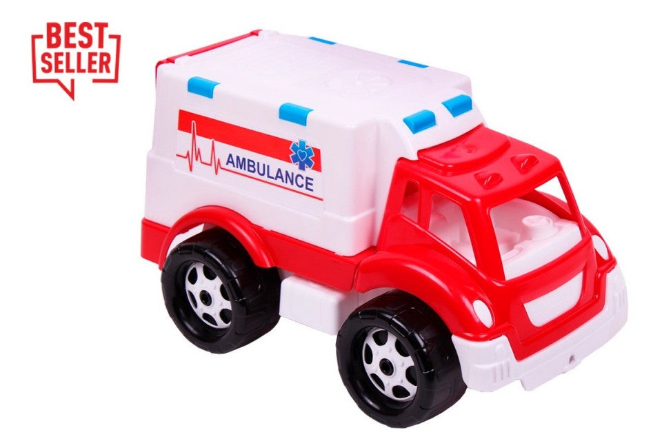 Masinuta de jucarie pentru copii de 3 ani+, tip ambulanta pentru transport pacienti, Alb - Rosu - 1 | YEO