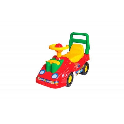 Masinuta premergator pentru copii 1-3 ani, Ride On, cu telefon, rosu cu verde si galben