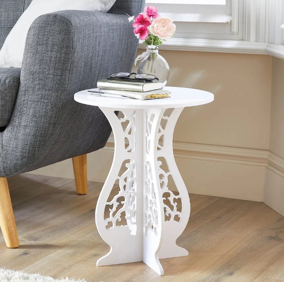 Masuta de cafea tip clepsidra, decorativa, din PVC, 31x59cm sau 25x43cm, alb