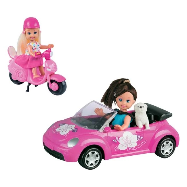 Mini Papusi ti manechin cu masina decapotabila si Vespa, varsta 3+ ani, 38x12x19.5cm, multicolor - 1 | YEO