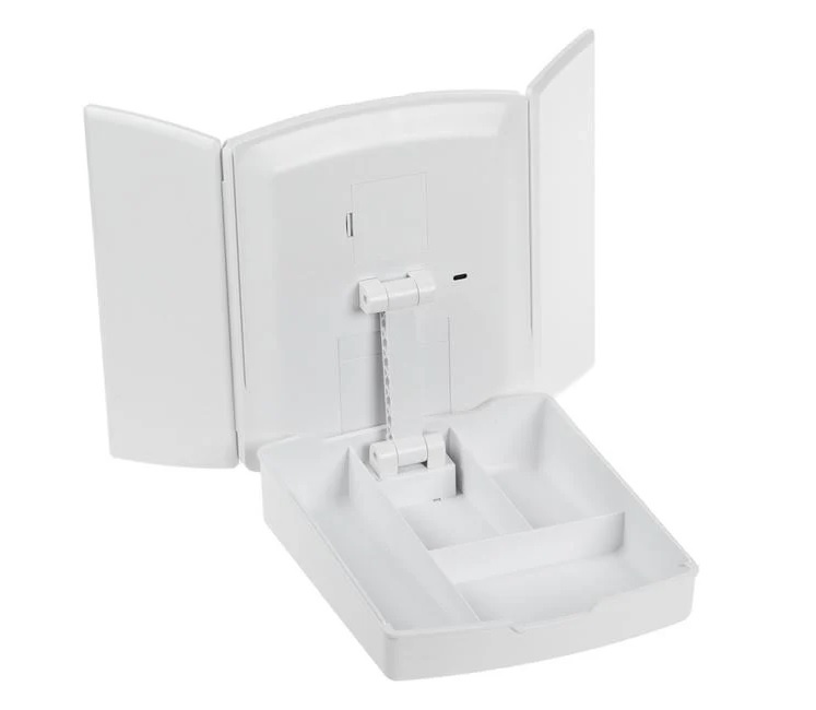 Oglinda Tripla Pliabila pentru Machiaj, 72 de Becuri LED, USB, 20x22x26cm, alb - 2 | YEO