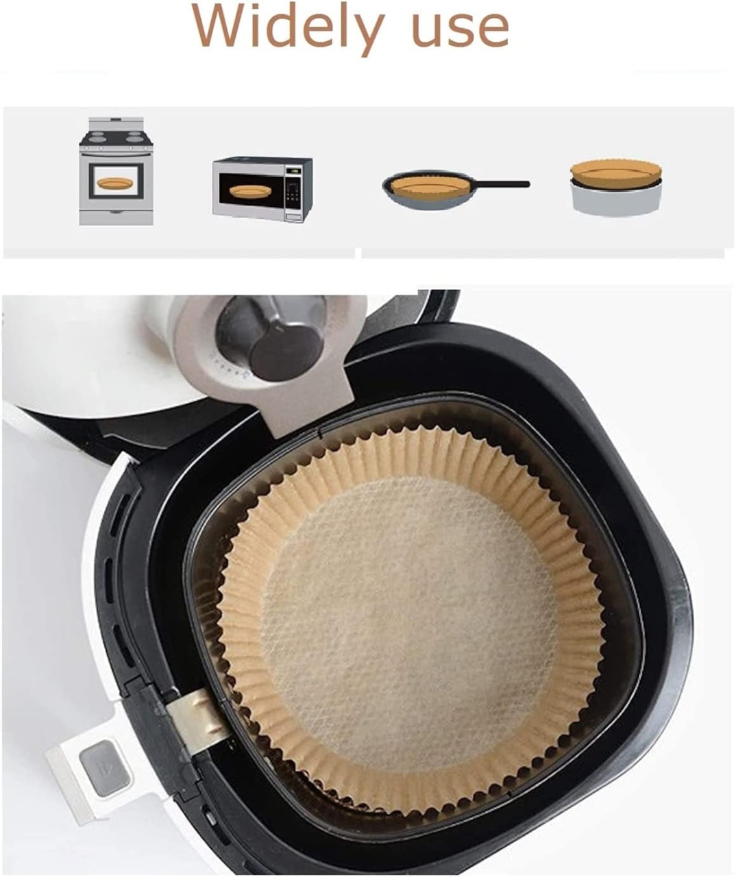 Pachet cu 50 buc. de hartie de copt pentru air fryer, cuptor sau tigaie, rezistenta la apa si ulei - 2 | YEO