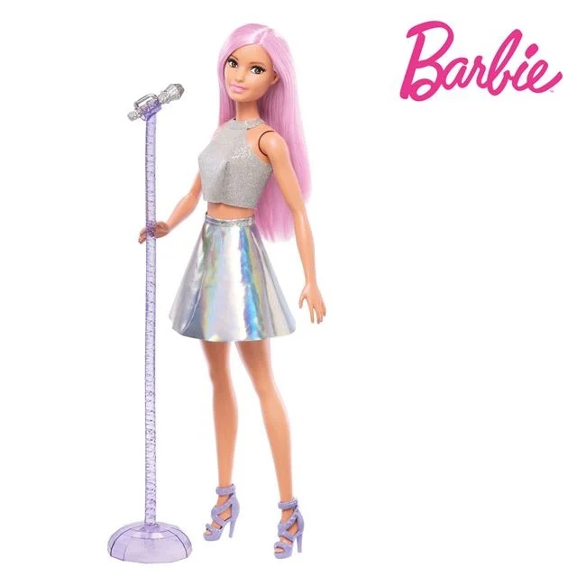 Papusa Barbie pop star cu microfon, varsta 3+ ani, 11.5x6x32cm, argintiu-roz - 2 | YEO