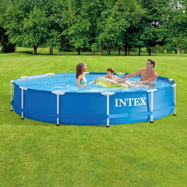 Piscina cu Schelet Metalic Prism cu Pompa de Filtrare si Filtru, Intex, Ø3.66x0.76m, albastru