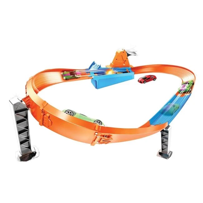Pista de curse Hot Wheels, include lansatoare si o masina Hot Wheels, 38x8x26cm, multicolor