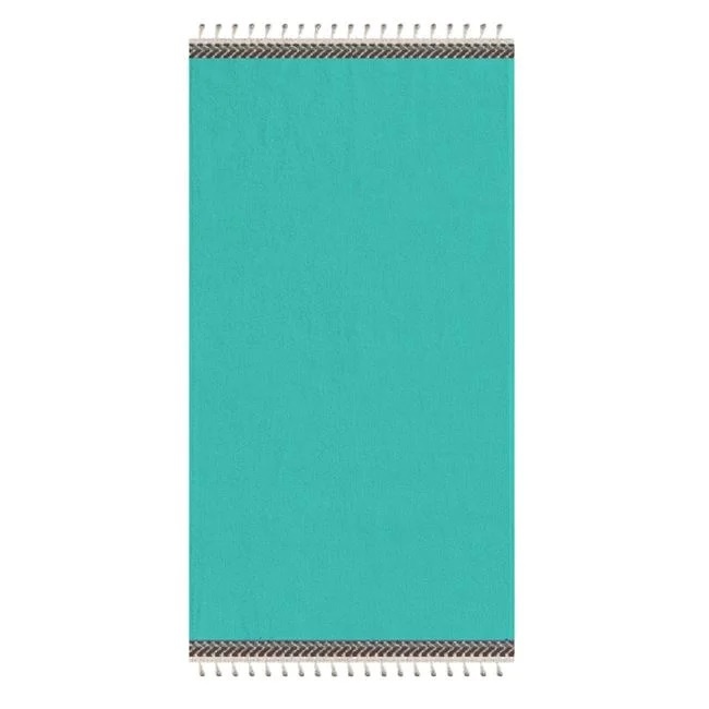 Prosop pentru Plaja cu Franjuri, din Bumbac, 150x75cm, Verde Menta