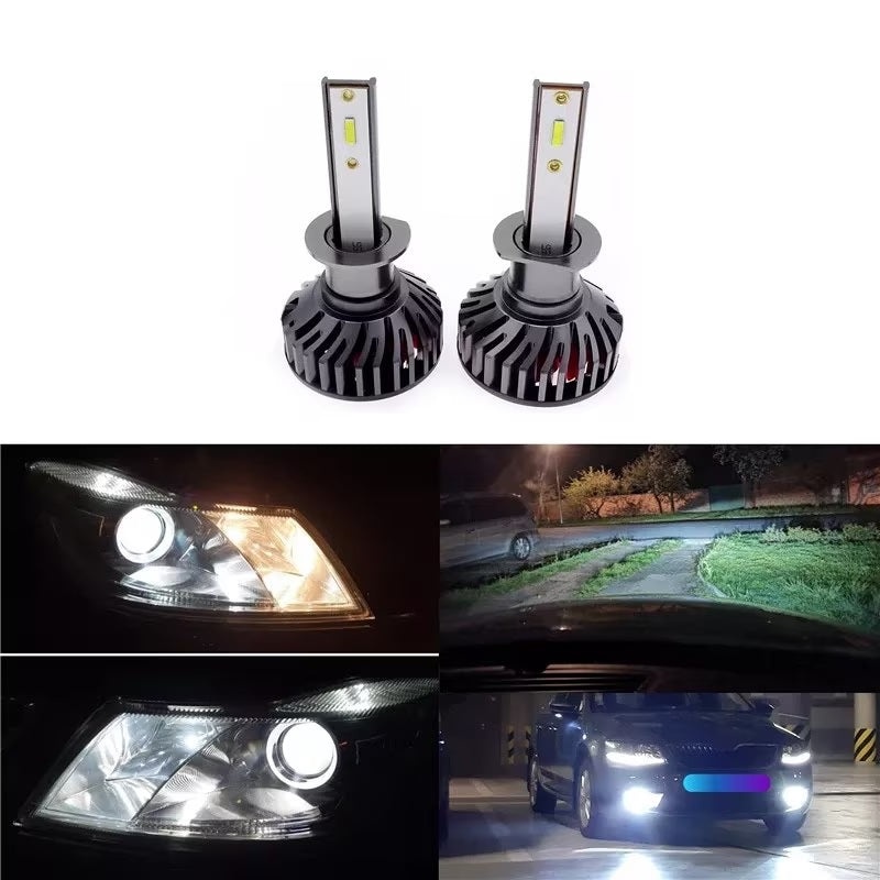 Set 2 becuri LED H1, 100W, COB, 12000 lumeni cu lumina alb-rece - 1 | YEO