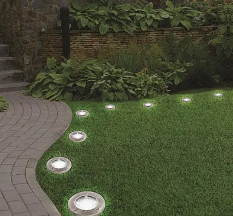 Set 4 Lampi Solare METALICE Disk Lights Argintii pentru Gradina - 1 | YEO