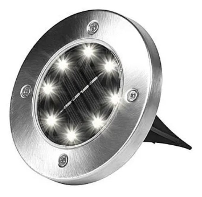 Set 4 Lampi Solare METALICE Disk Lights Argintii pentru Gradina - 3 | YEO