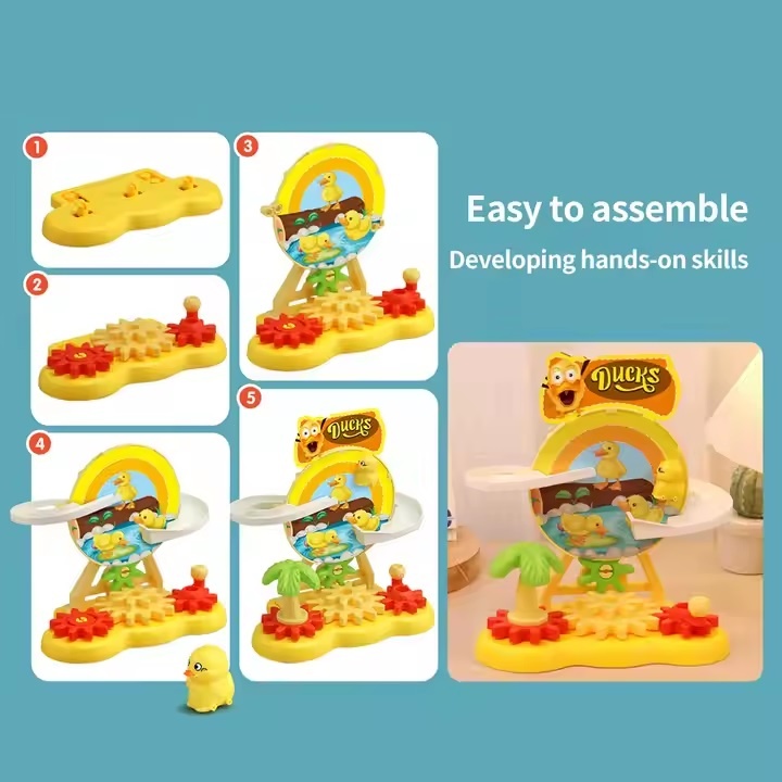 Set de constructie, circuit cu rate, copii 3 ani+, plastic, 20x18.5x10 cm, galben - 3 | YEO