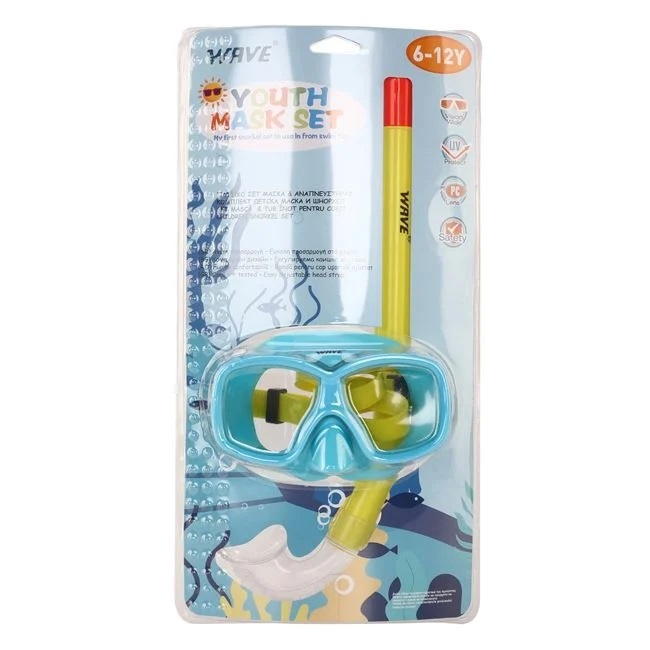 Set Masca cu Tub de snorkeling, pentru Copii 6-12 Ani, Verde-Turcoaz - 1 | YEO