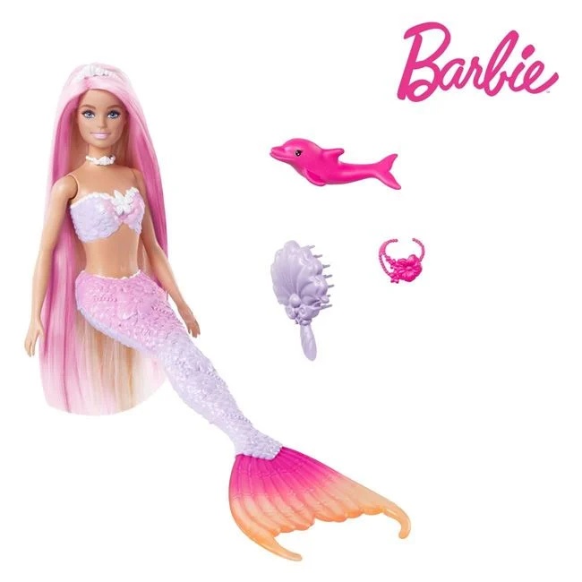 Sirena Barbie transformare magica, include accesorii de styling, varsta de la 9 luni la 3 ani, 19x5x32.5cm, roz - 1 | YEO