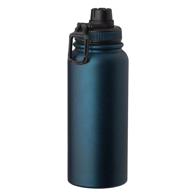 Sticla izoterma din otel inoxidabil, mesaj „Never Give Up”, capacitate 950ml, albastru - 1 | YEO