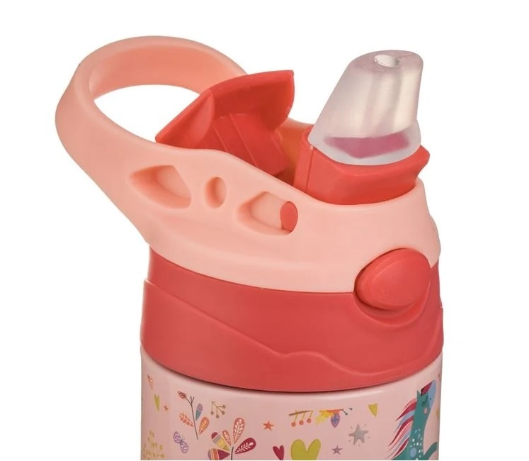 Sticlă Izotermă pentru Copii Pop-Up, cu Unicorni, 500ml, Oțel Inoxidabil, roz - 2 | YEO