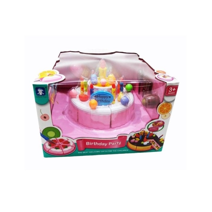 Tort de jucarie pentru copii 3 ani+, cu felii si lumanari, reutilizabil, multicolor - 1 | YEO