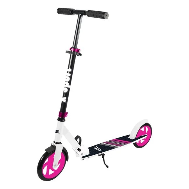Trotineta din aluminiu cu suport, greutate maxima 100kg, 84x13x33cm, roz-alb