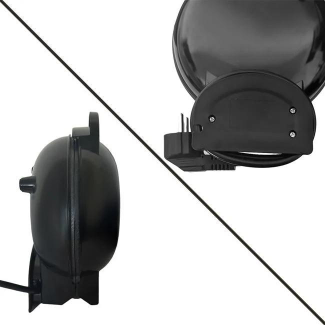 Aparat electric mini, pentru vafe, din metal, putere 500-600W, diametru 16cm, negru - 3 | YEO
