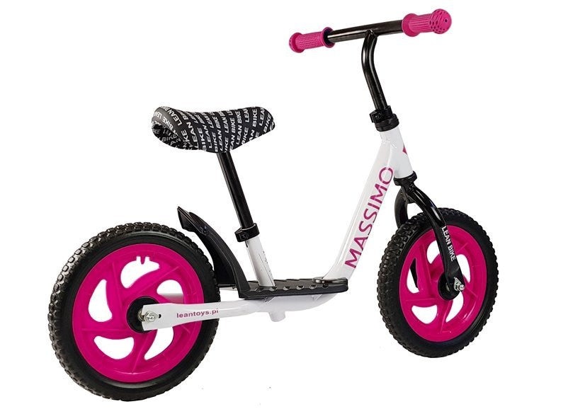 Bicicleta fara pedale pentru copii 2 ani+, Massimo, alb cu roz - 1 | YEO