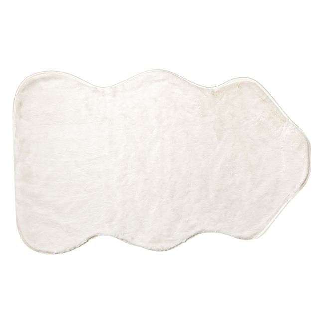 Covoras decorativ in forma de animal, cu aspect de blanita de iepure, interior cu suprafata antiderapanta, 60x100 cm, crem