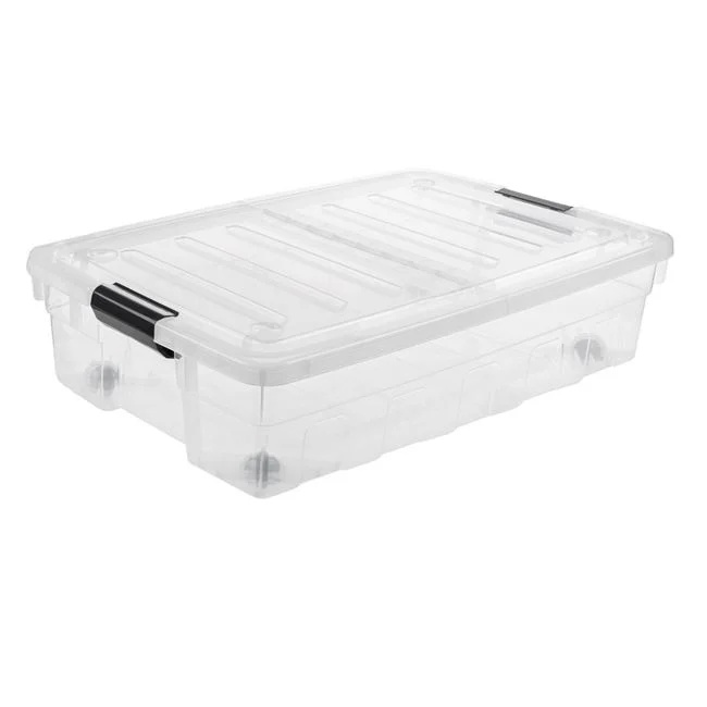 Cutie de depozitare, din plastic, cu capac, capacitate 60L, transparent - 1 | YEO