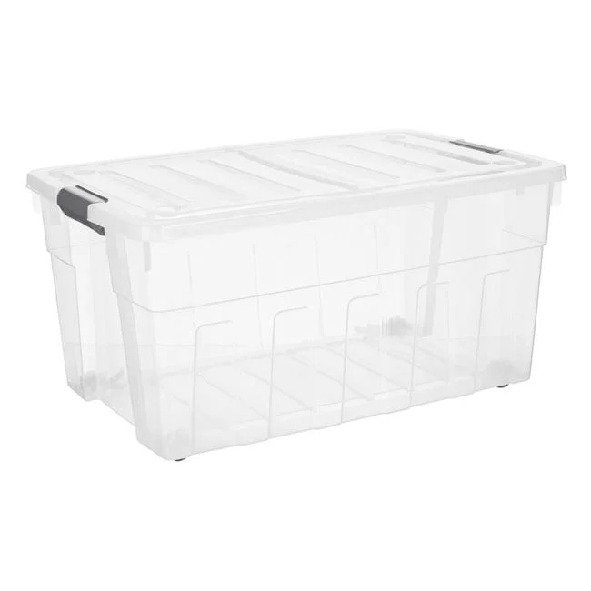 Cutie de depozitare, pliabila cu capac si roti, din plastic, capacitate 120L, transparent - 2 | YEO