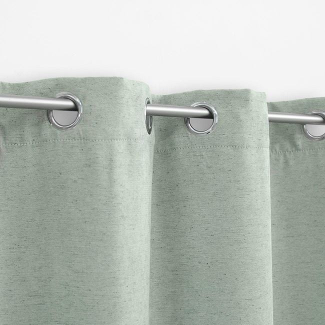 Draperie decorativa, tip blackout - nu lasa lumina sa treaca, model cu cusaturi albastre reliefate, cu inele, 136x260 cm, verde menta