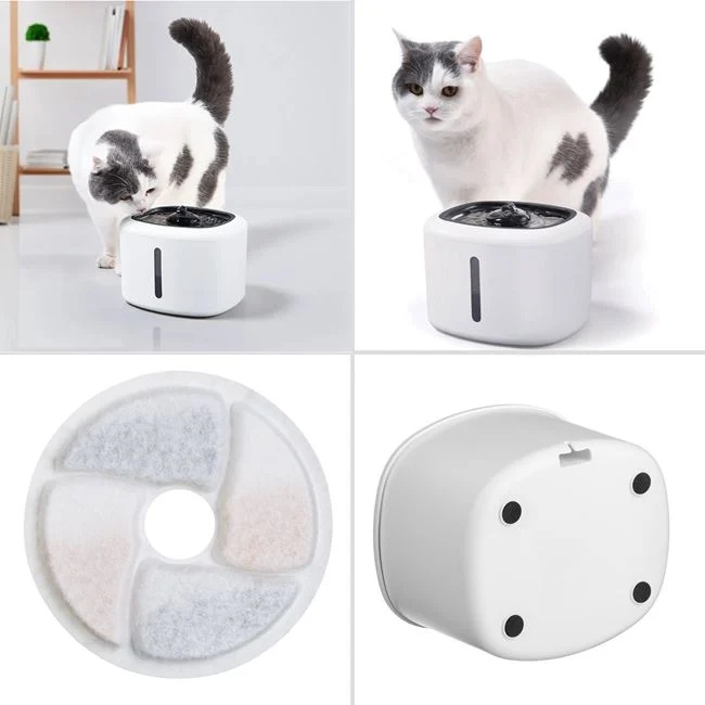 Fantana dispenser de apa, pentru animale de companie, cu cablu USB, capacitate 2.5L, alb - 2 | YEO