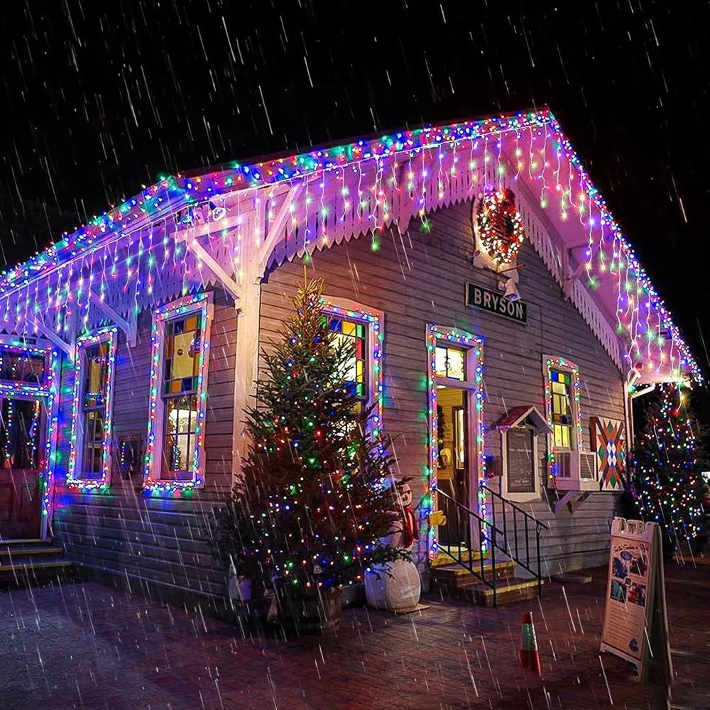 Instalatie Luminoasa cu Franjuri Inegali, Alb Cald, Rece si Multicolora, 320/640 LED-uri, 15m/25m - 2 | YEO