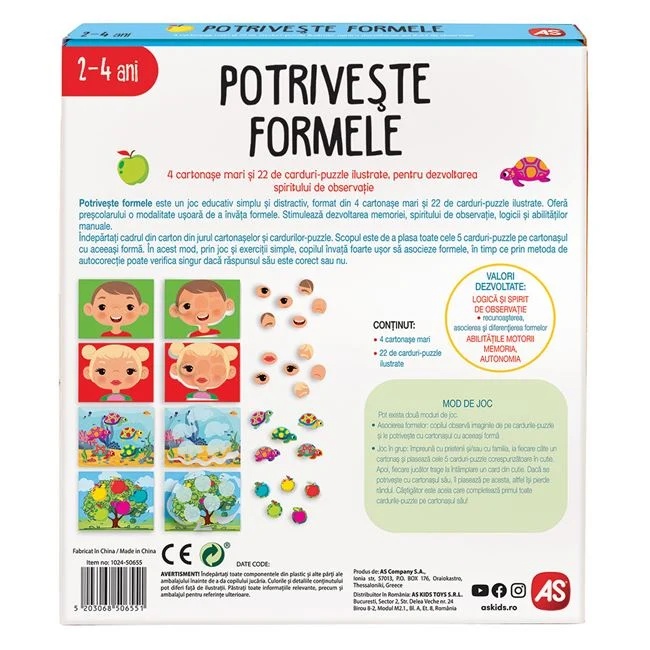 Joc educativ „Potriveste Formele”, vârsta 2-4 ani, multicolor - 1 | YEO