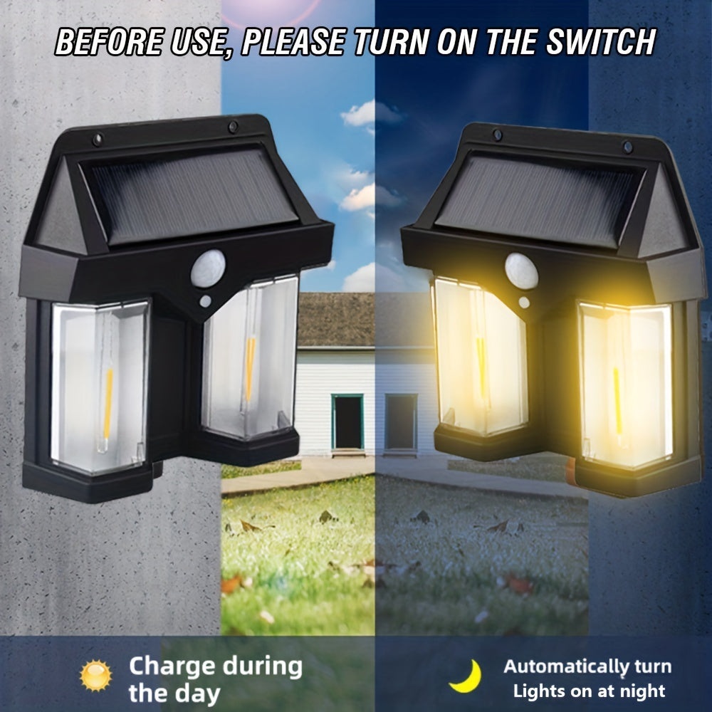 Lampa solara dubla pentru perete, 2W, 1200LM, protectie intemperii IP65, pentru casa sau gradina, negru - 3 | YEO