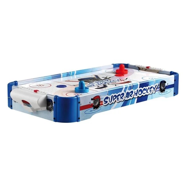 Masa Air Hockey, cu 2 pioni si 2 discuri, 77x37x10cm, alb-albastru