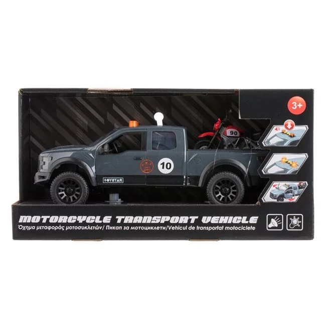 Masina de transport cu motocicleta de curse, cu sunet si lumina, 41x16x20cm, negru