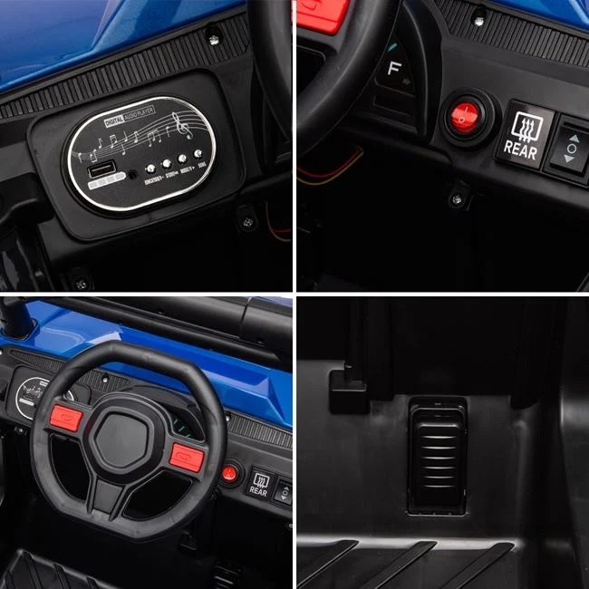 Masina Electrica pentru copii, model Teren Off Road, 12V, 9 luni–3 ani, 30 kg, negru-bleu - 1 | YEO