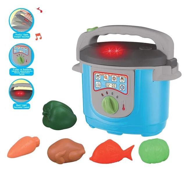 Oala sub presiune de jucarie, cu alimente, sunet si lumina, din plastic, 19x11x17cm, multicolor - 2 | YEO