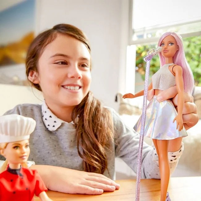 Papusa Barbie pop star cu microfon, varsta 3+ ani, 11.5x6x32cm, argintiu-roz - 3 | YEO