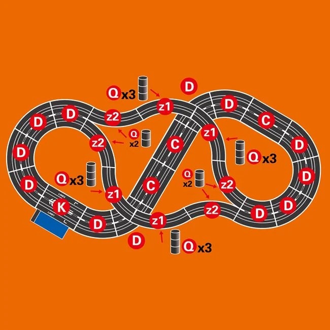 Pista de curse cu parti inegale si linii separatoare, curbe si proiectii, cu masini si 2 telecomenzi, 120x100x12cm, multicolor - 3 | YEO