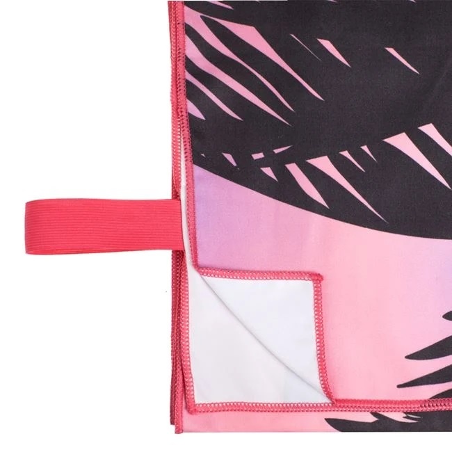 Prosop Plaja, cu Model Palmieri, din Microfibre, Uscare Rapida, 180x100cm, Roz - 1 | YEO