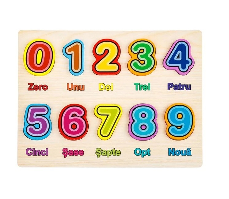 Puzzle din Lemn cu Cifre, 10luni+, 30x22.5 cm