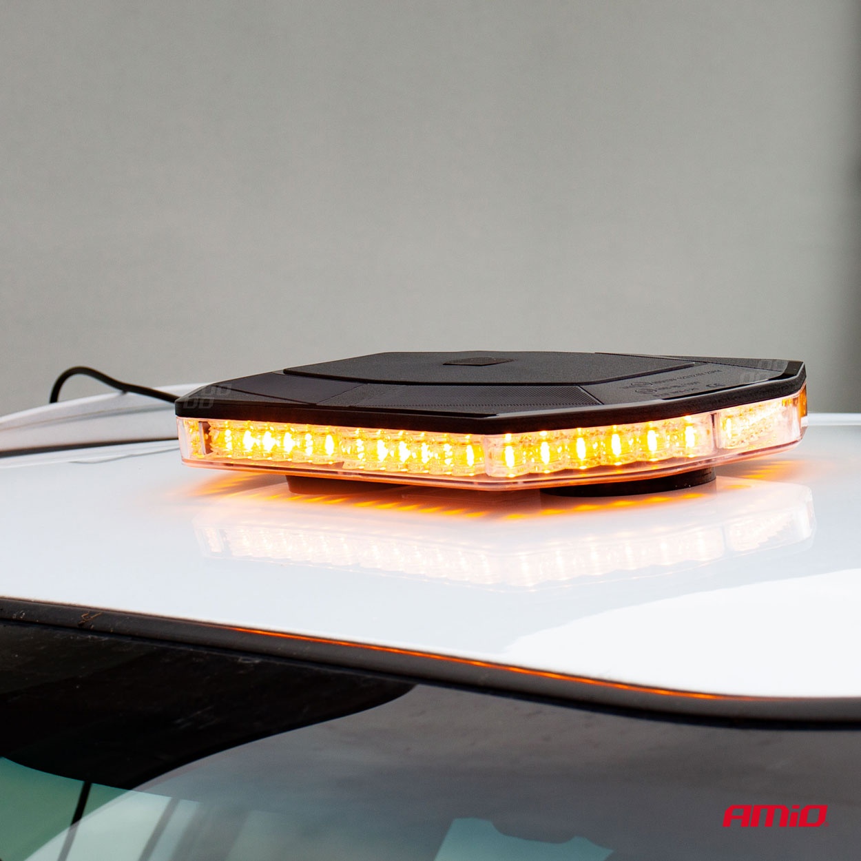 Rampa luminoasa girofar culoare Orange alimentare 12/24V 48 LED-uri protectie IP56 montaj cu magnet