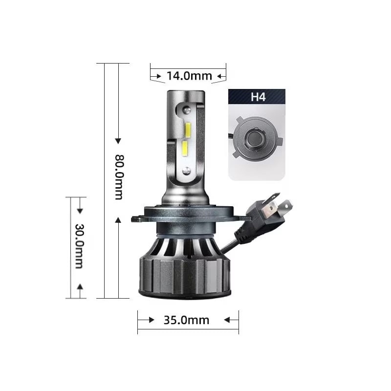 Set 2 becuri LED H4, Canbus, 120W, fara eroare, 12000LM, lumina alb-rece - 1 | YEO
