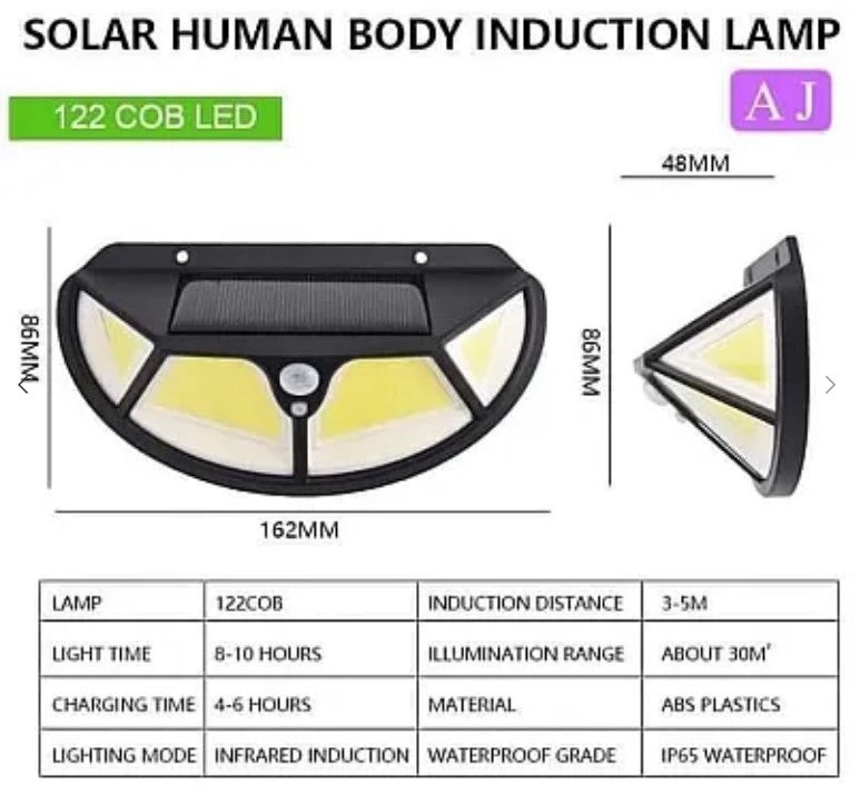 Set 4 x Lampa solara 122 LED COB, Senzor de miscare si lumina, 3 moduri Iluminare - 2 | YEO