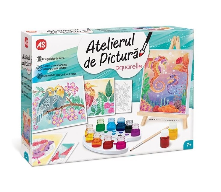 Set Atelier de Pictură cu Acuarele si Șevalet, 7ani+, 38.5x7.5x28.5 cm